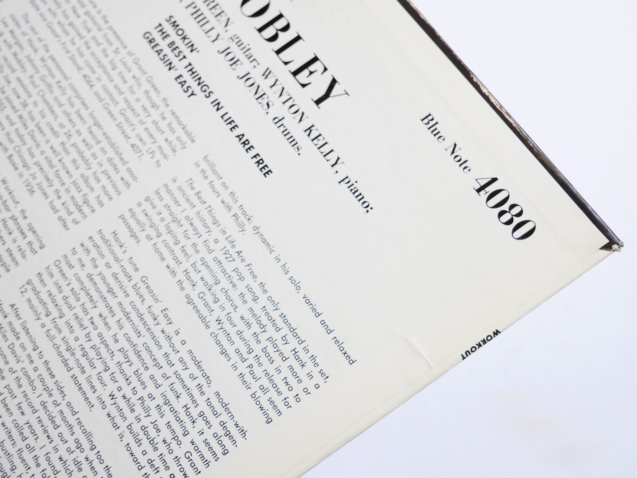 HANK MOBLEY Workout LP BLUE NOTE BLP 4080 US '62 NY RVG EAR MONO Grant Green VG+