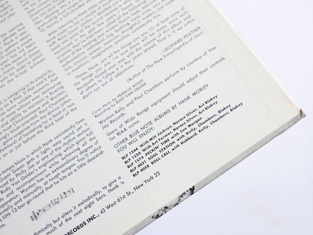 HANK MOBLEY Workout LP BLUE NOTE BLP 4080 US '62 NY RVG EAR MONO Grant Green VG+