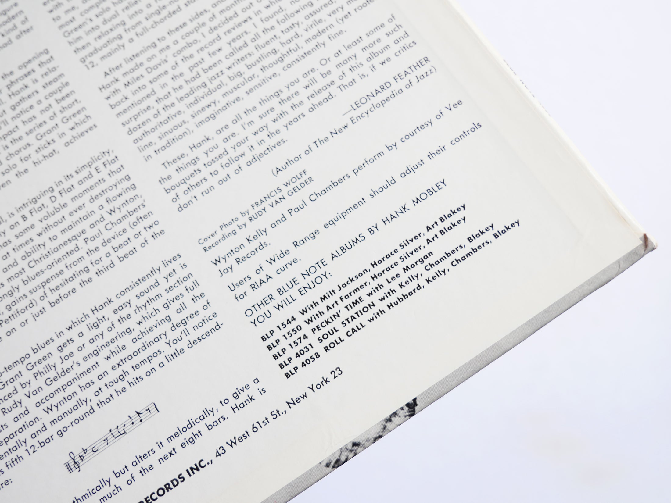 HANK MOBLEY Workout LP BLUE NOTE BLP 4080 US '62 NY RVG EAR MONO Grant Green VG+
