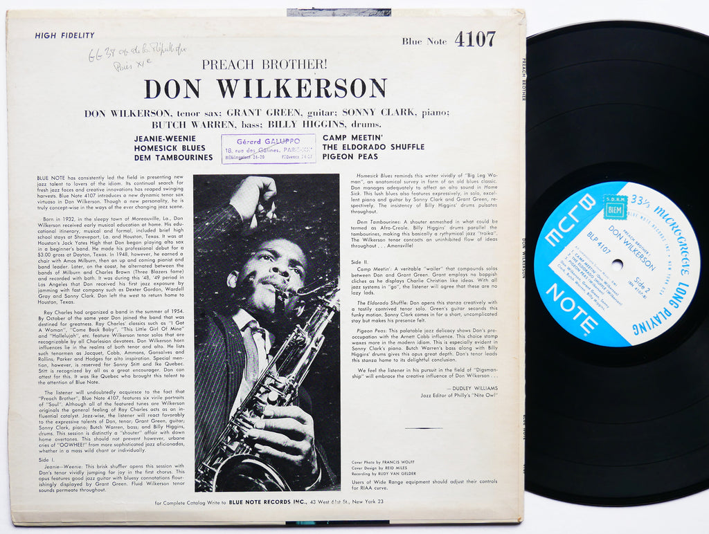 DON WILKERSON Preach Brother! LP BLUE NOTE 4107 EAR MONO Sonny Clark Grant Green