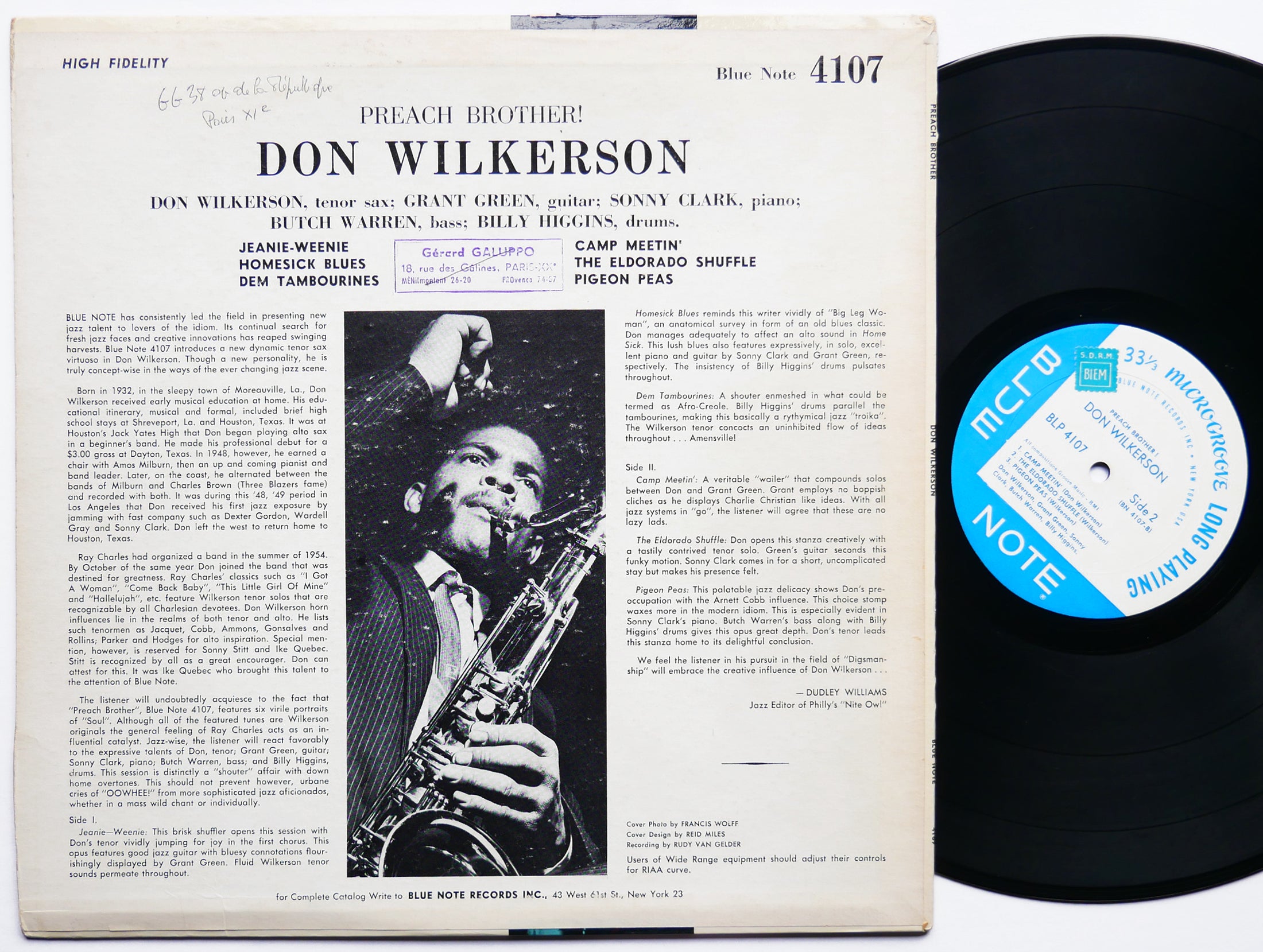 DON WILKERSON Preach Brother! LP BLUE NOTE 4107 EAR MONO Sonny Clark Grant Green