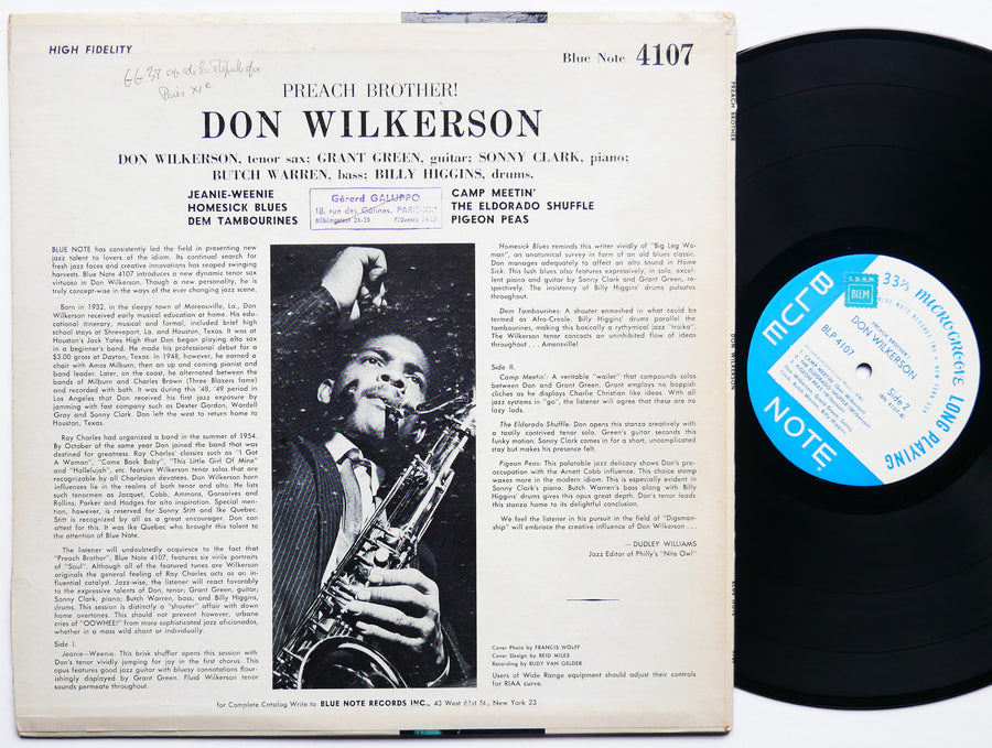 DON WILKERSON Preach Brother! LP BLUE NOTE 4107 EAR MONO Sonny Clark Grant Green