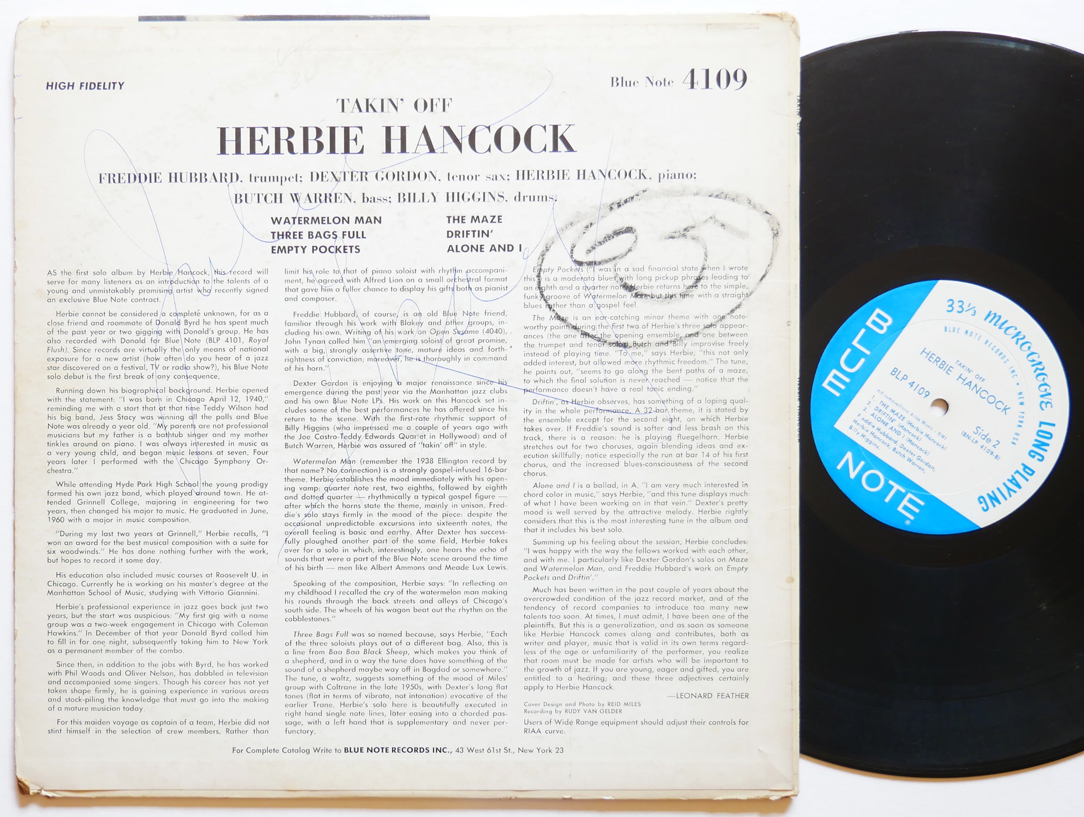 HERBIE HANCOCK Takin' Off LP BLUE NOTE 4109 US 1962 NY EAR MONO Freddie Hubbard