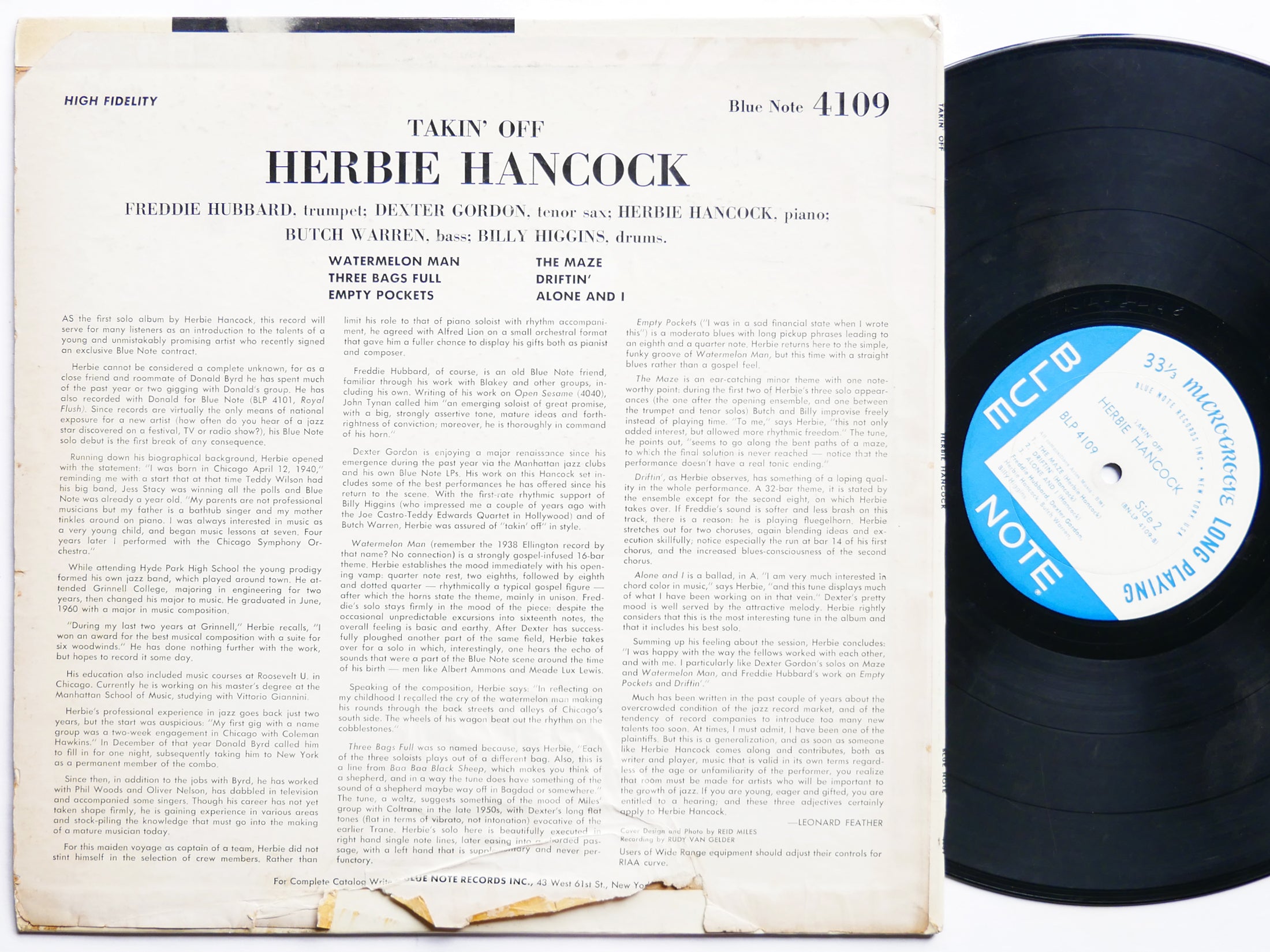 HERBIE HANCOCK Takin' Off LP BLUE NOTE 4109 US 1962 NY EAR MONO Freddie Hubbard