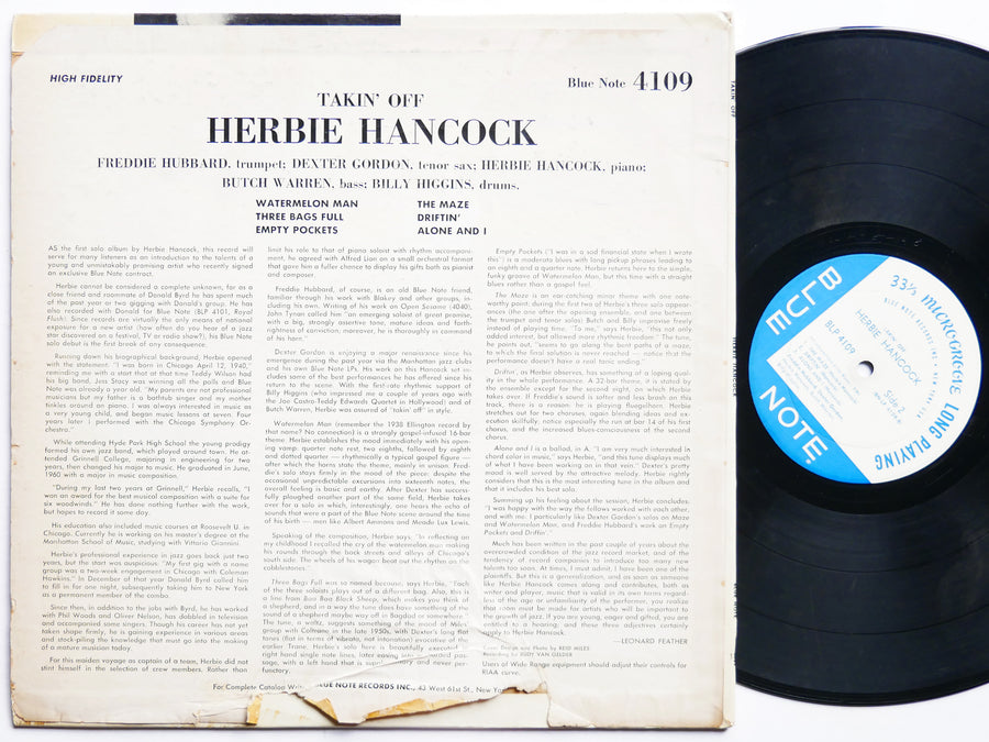 HERBIE HANCOCK Takin' Off LP BLUE NOTE 4109 US 1962 NY EAR MONO Freddie Hubbard