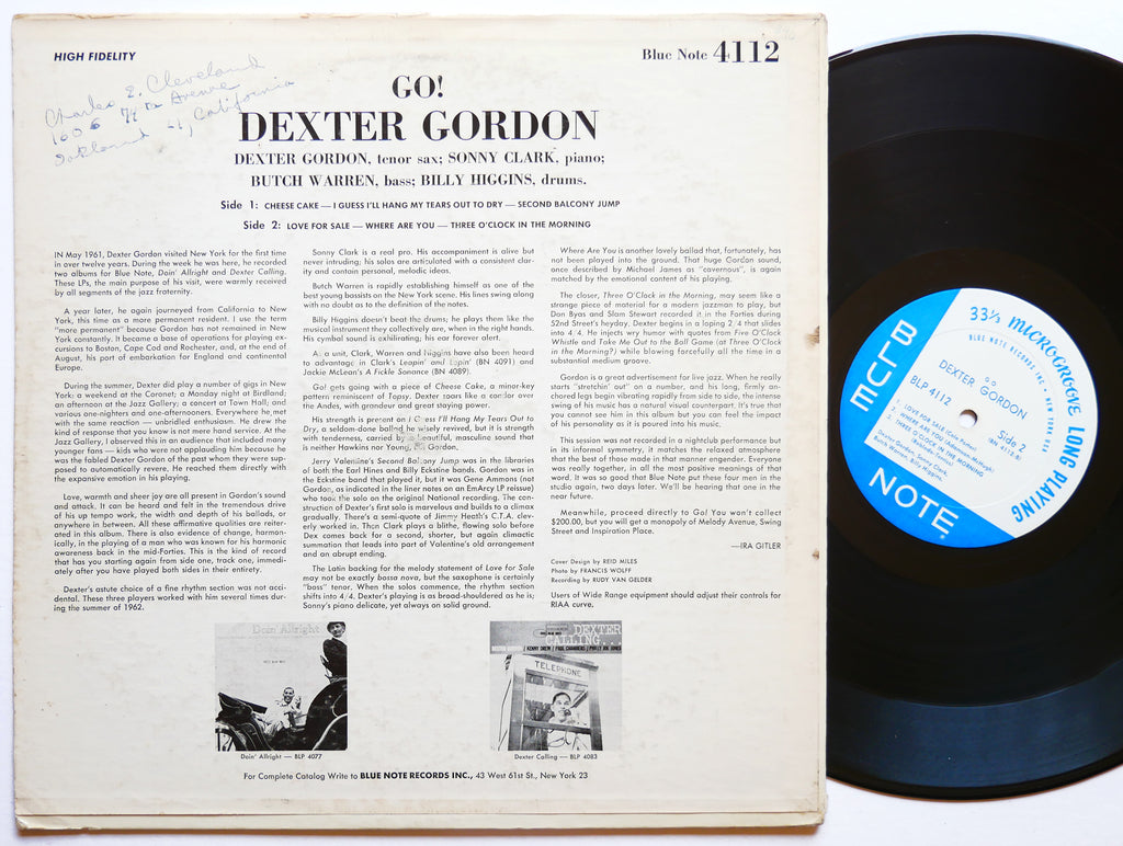 DEXTER GORDON Go! LP BLUE NOTE BLP 4112 US 1962 NY RVG EAR MONO Sonny Clark