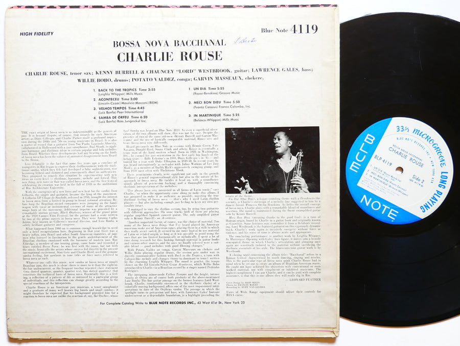 CHARLIE ROUSE Bossa Nova Bacchanal LP BLUE NOTE BLP 4119 US 1963 NY RVG EAR MONO