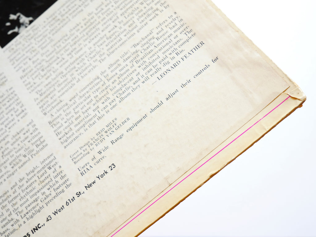 CHARLIE ROUSE Bossa Nova Bacchanal LP BLUE NOTE BLP 4119 US 1963 NY RVG EAR MONO