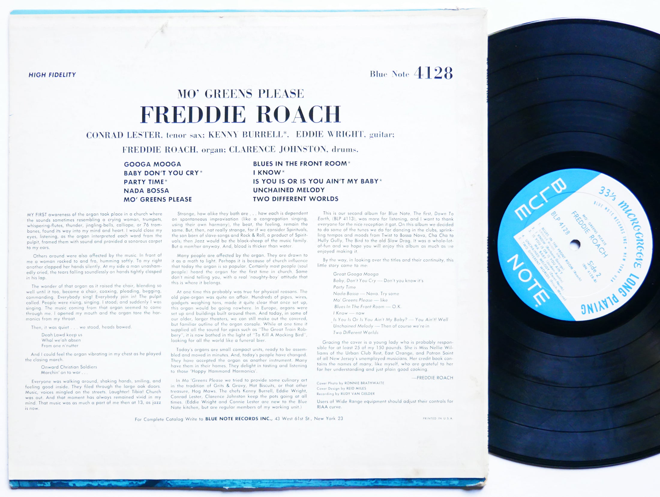 FREDDIE ROACH Mo' Greens Please LP BLUE NOTE BLP 4128 NY EAR MONO Kenny Burrell