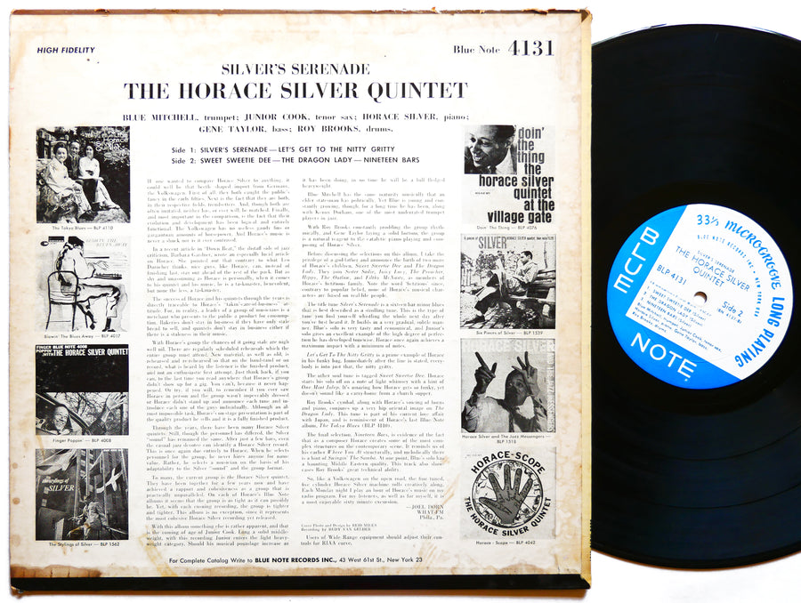 HORACE SILVER Silver's Serenade LP BLUE NOTE 4131 US 1963 NY EAR MONO Roy Brooks