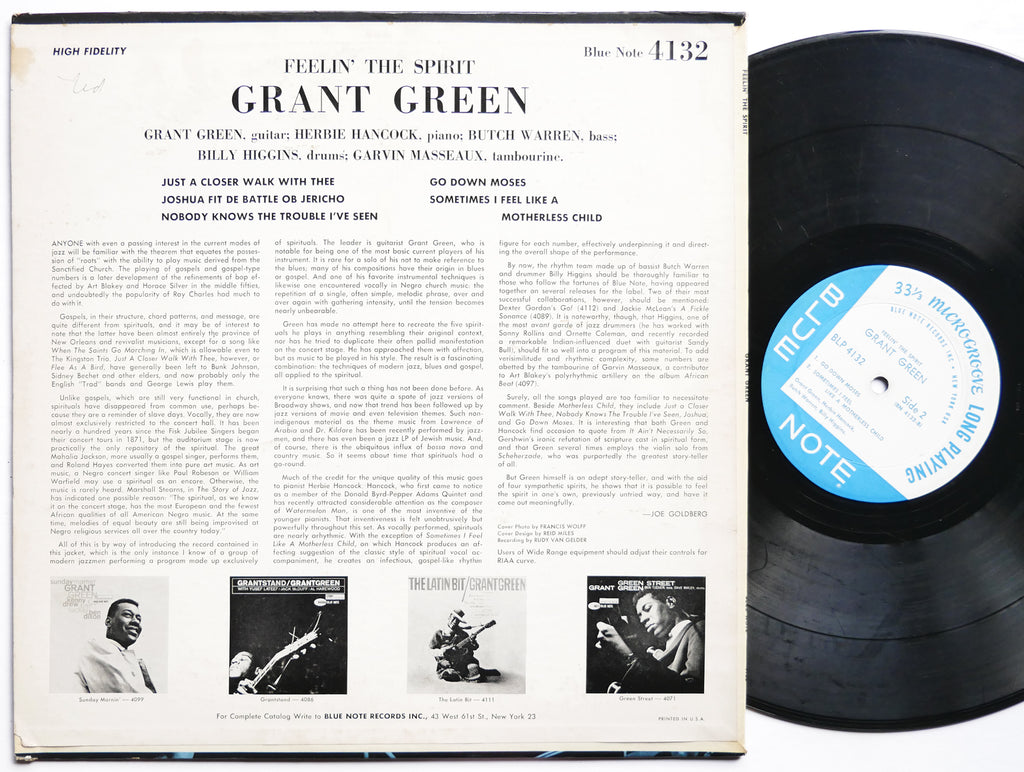 GRANT GREEN Feelin' The Spirit LP BLUE NOTE BLP 4132 NY EAR MONO Herbie Hancock