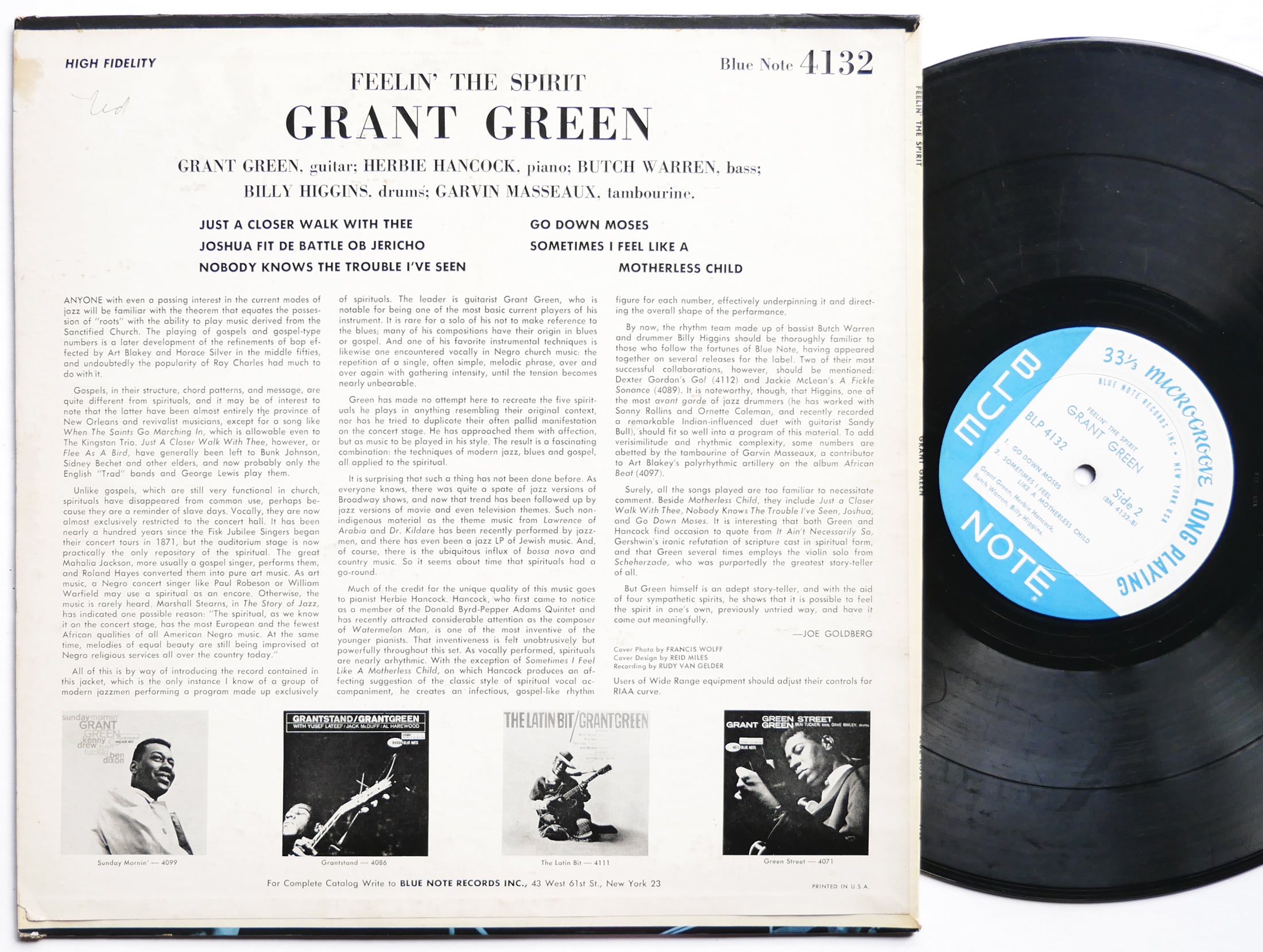 GRANT GREEN Feelin' The Spirit LP BLUE NOTE BLP 4132 NY EAR MONO Herbie Hancock