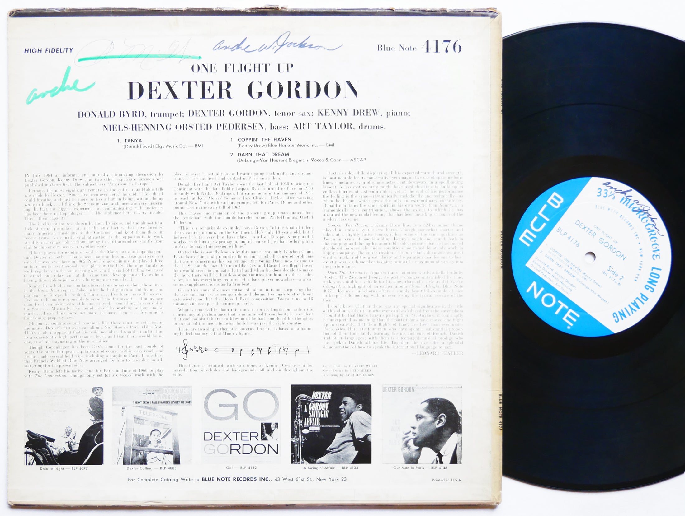 DEXTER GORDON One Flight Up LP BLUE NOTE 4176 US 1965 NY EAR MONO Donald Byrd