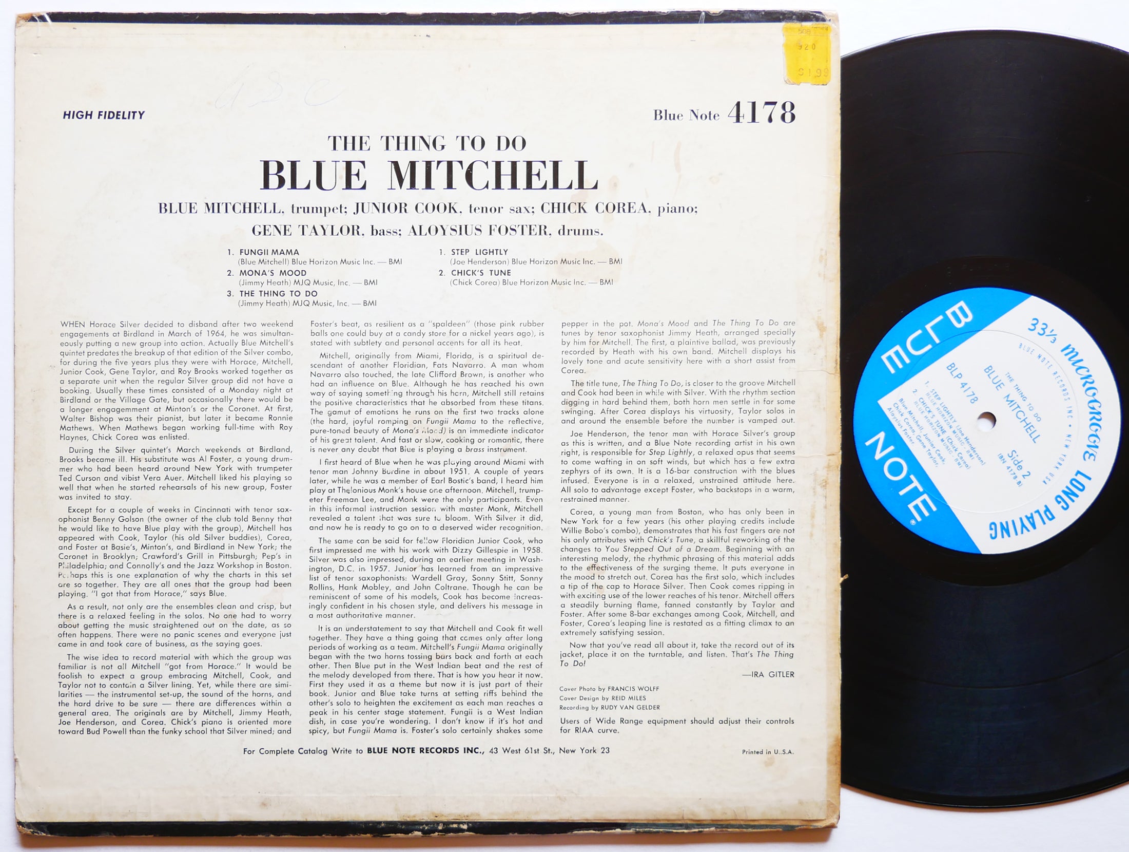 BLUE MITCHELL The Thing To Do LP BLUE NOTE 4178 US 1965 NY EAR MONO Chick Corea