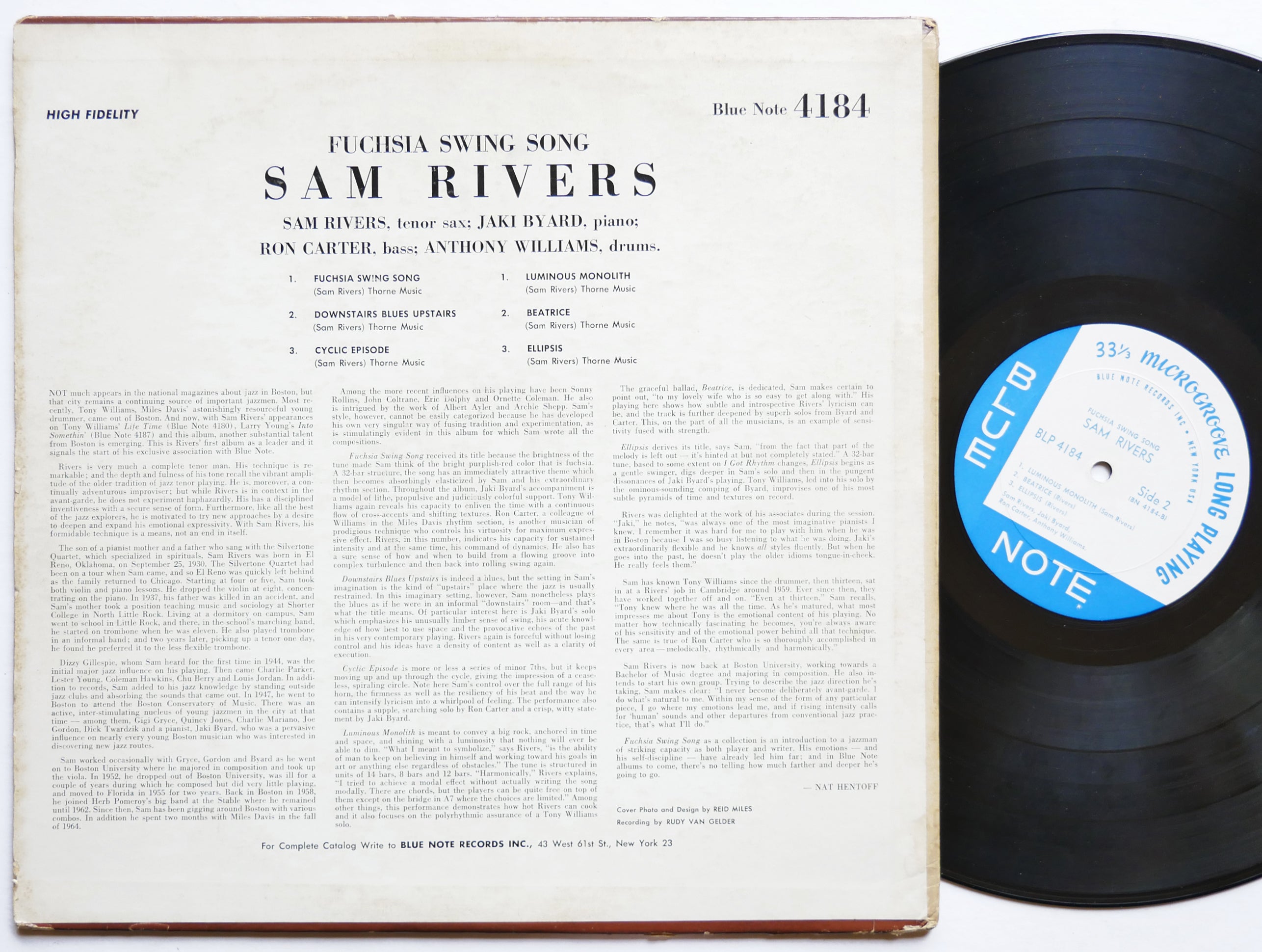 SAM RIVERS Fuchsia Swing Song LP BLUE NOTE 4184 US 1965 NY EAR MONO Ron Carter