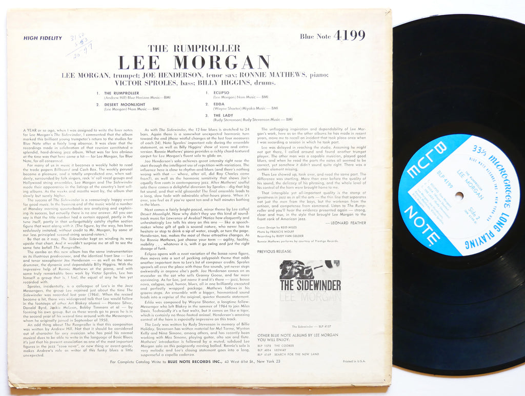 LEE MORGAN The Rumproller LP BLUE NOTE BLP 4199 US '65 NY EAR MONO Joe Henderson