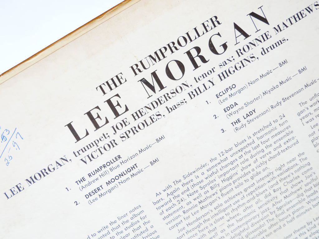 LEE MORGAN The Rumproller LP BLUE NOTE BLP 4199 US '65 NY EAR MONO Joe Henderson