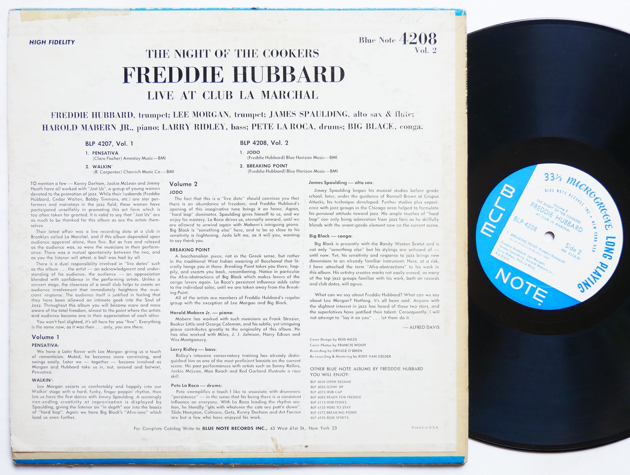 FREDDIE HUBBARD Night Of The Cookers 2 LP BLUE NOTE 4208 NY EAR MONO Lee Morgan