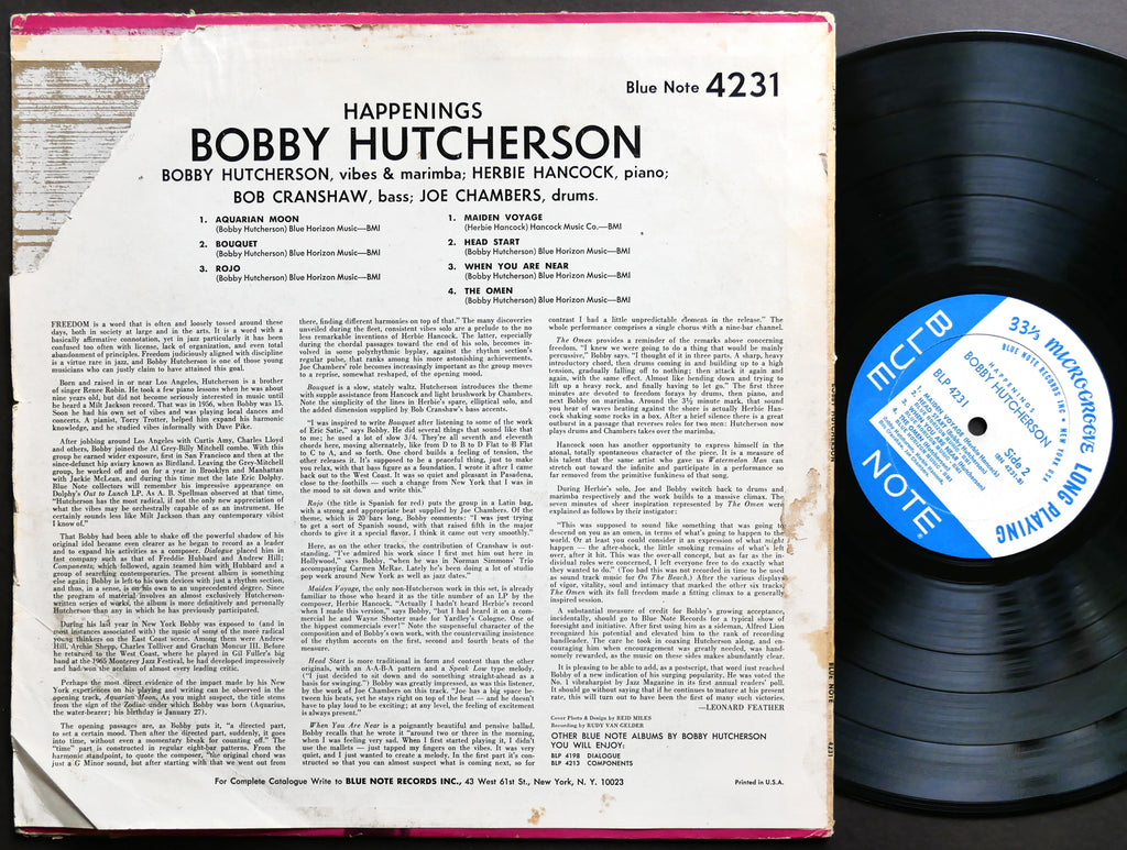 BOBBY HUTCHERSON Happenings LP BLUE NOTE 4231 US 1967 NY RVG MONO Herbie Hancock