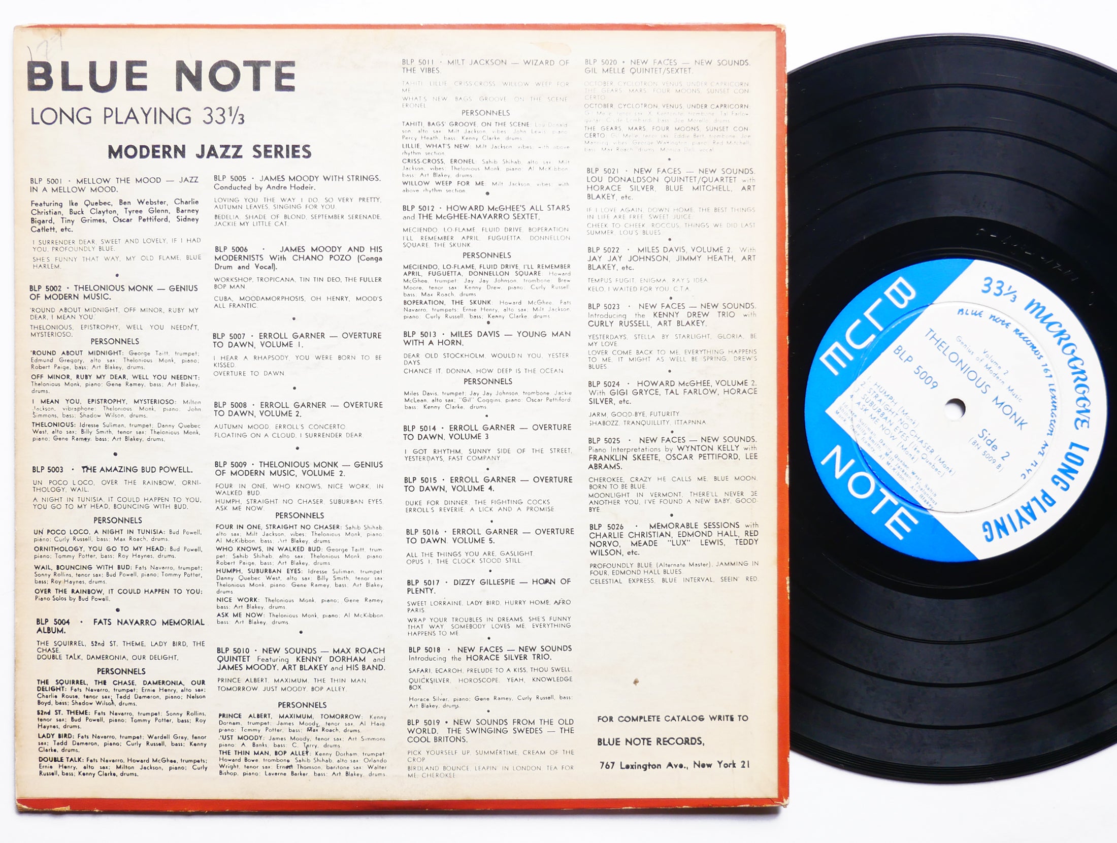 THELONIOUS MONK Genius Of Modern Music Vol. 2 LP BLUE NOTE LP 5009 US 1953 FLAT