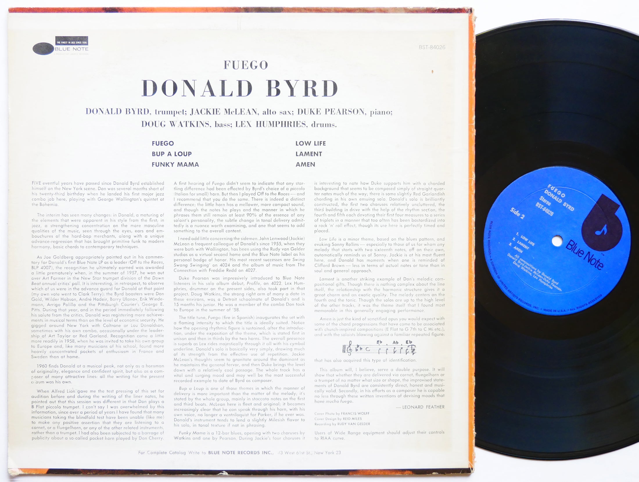 DONALD BYRD Fuego LP BLUE NOTE BST 84026 US 1973 RVG Jackie McLean Duke Pearson