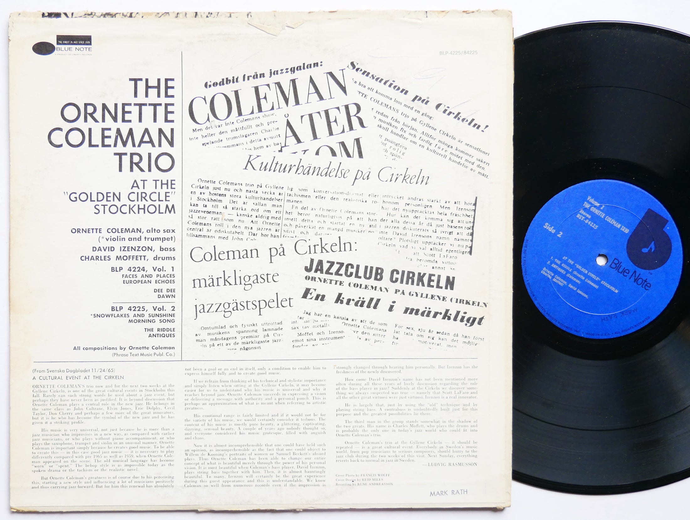 ORNETTE COLEMAN TRIO Golden Circle Stockholm Vo 2 LP BLUE NOTE BST 84225 US 1975