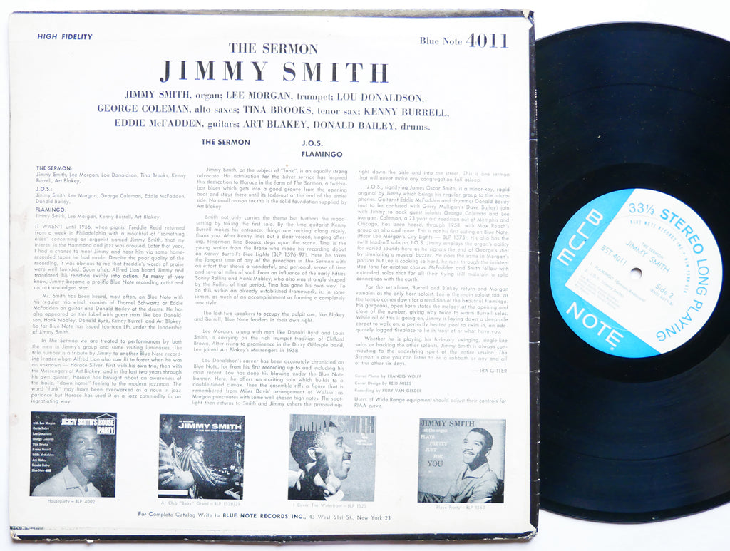 JIMMY SMITH The Sermon! LP BLUE NOTE BST 4011 US 1966 NY Lee Morgan Art Blakey
