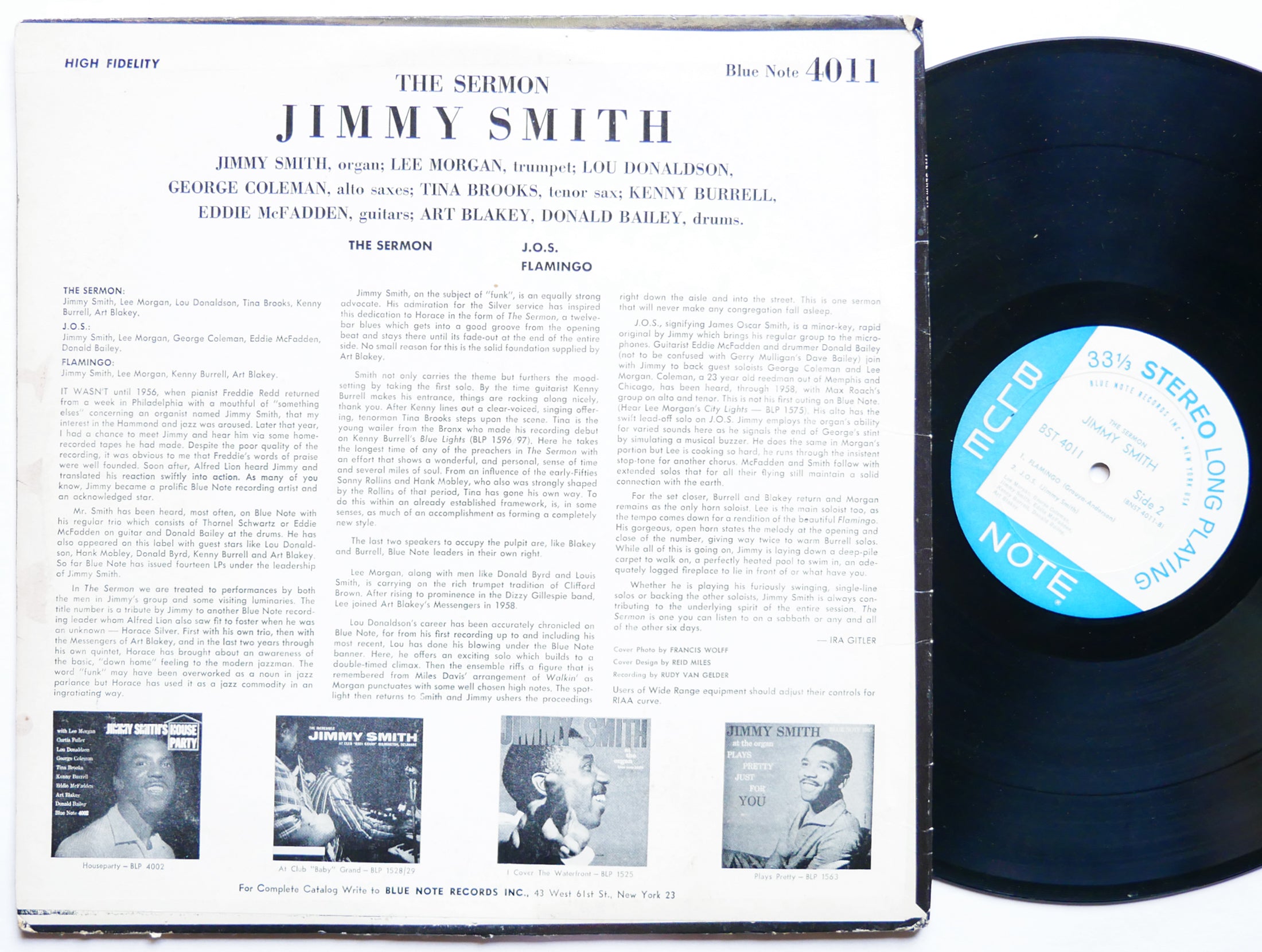 JIMMY SMITH The Sermon! LP BLUE NOTE BST 4011 US 1966 NY Lee Morgan Art Blakey