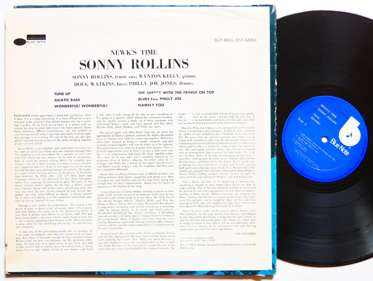 SONNY ROLLINS Newk's Time LP BLUE NOTE 84001 US 1977 Wynton Kelly Doug Watkins