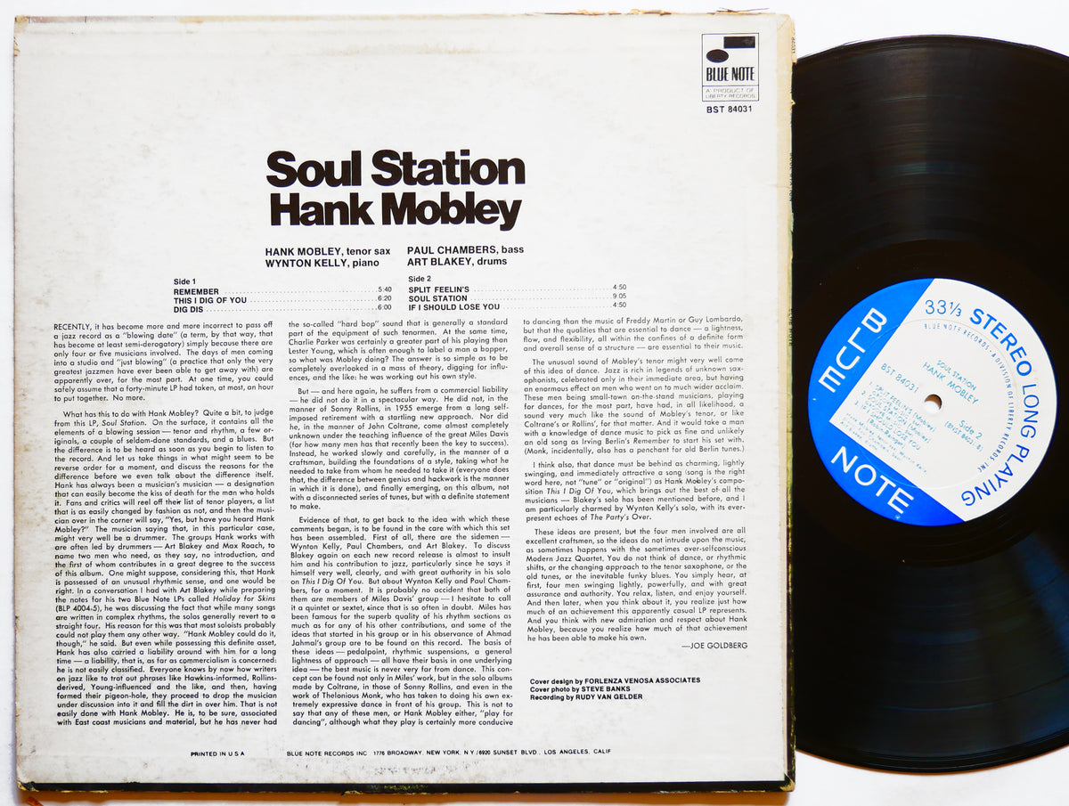 HANK MOBLEY Soul Station LP BLUE NOTE BST 84031 US 1968 LIBERTY Art Blakey