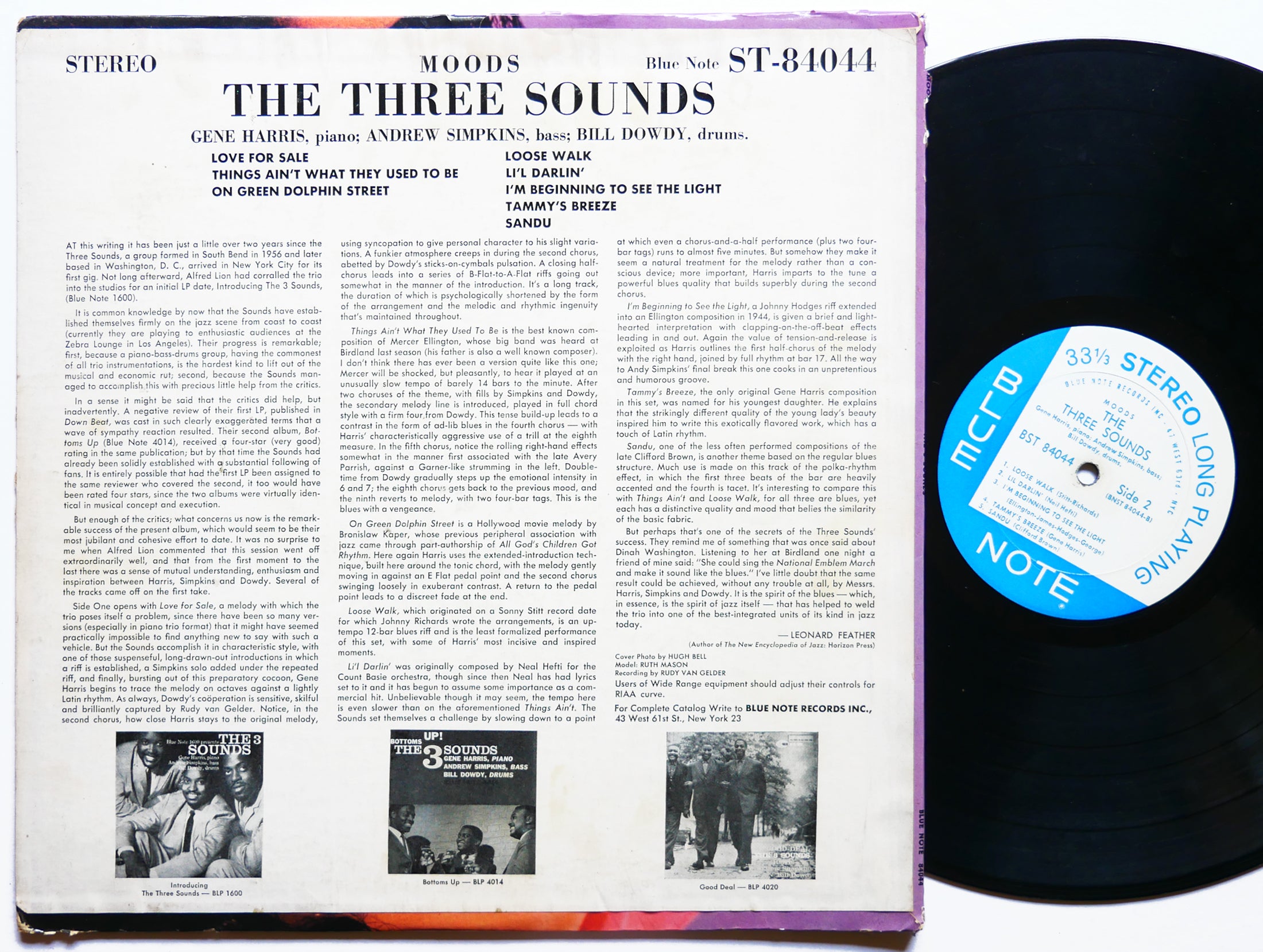 THE 3 SOUNDS Moods LP BLUE NOTE BST 84044 US 1960 EAR RVG 47 W.63rd Gene Harris