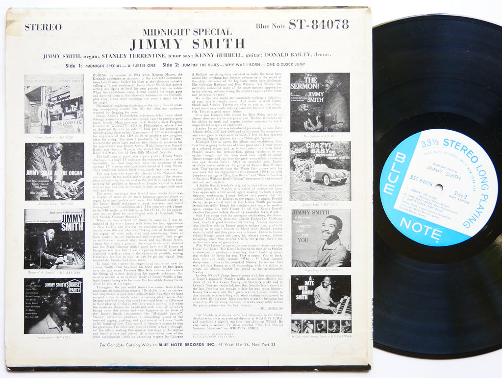 JIMMY SMITH Midnight Special LP BLUE NOTE 84078 US 1961 NY RVG EAR Kenny Burrell