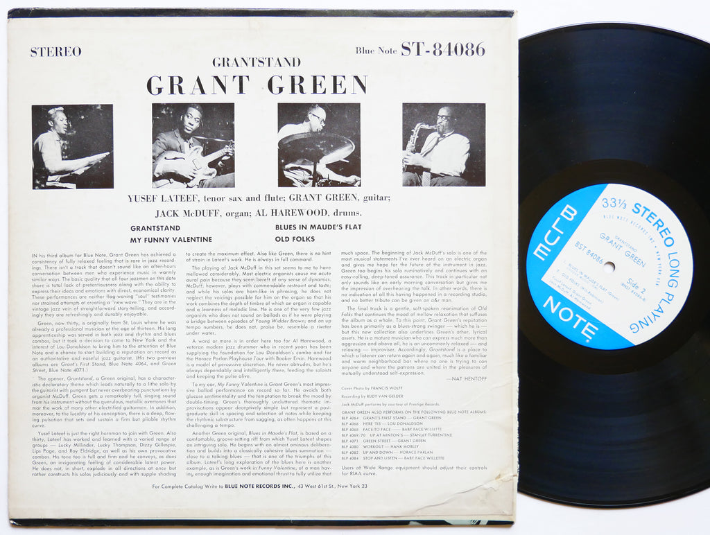 GRANT GREEN Grantstand LP BLUE NOTE BST 84086 US 1962 RVG NY EAR Yusef Lateef