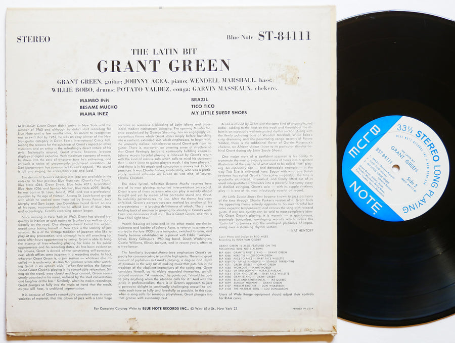 GRANT GREEN The Latin Bit LP BLUE NOTE BST 84111 US 1966 NY USA RVG Willie Bobo