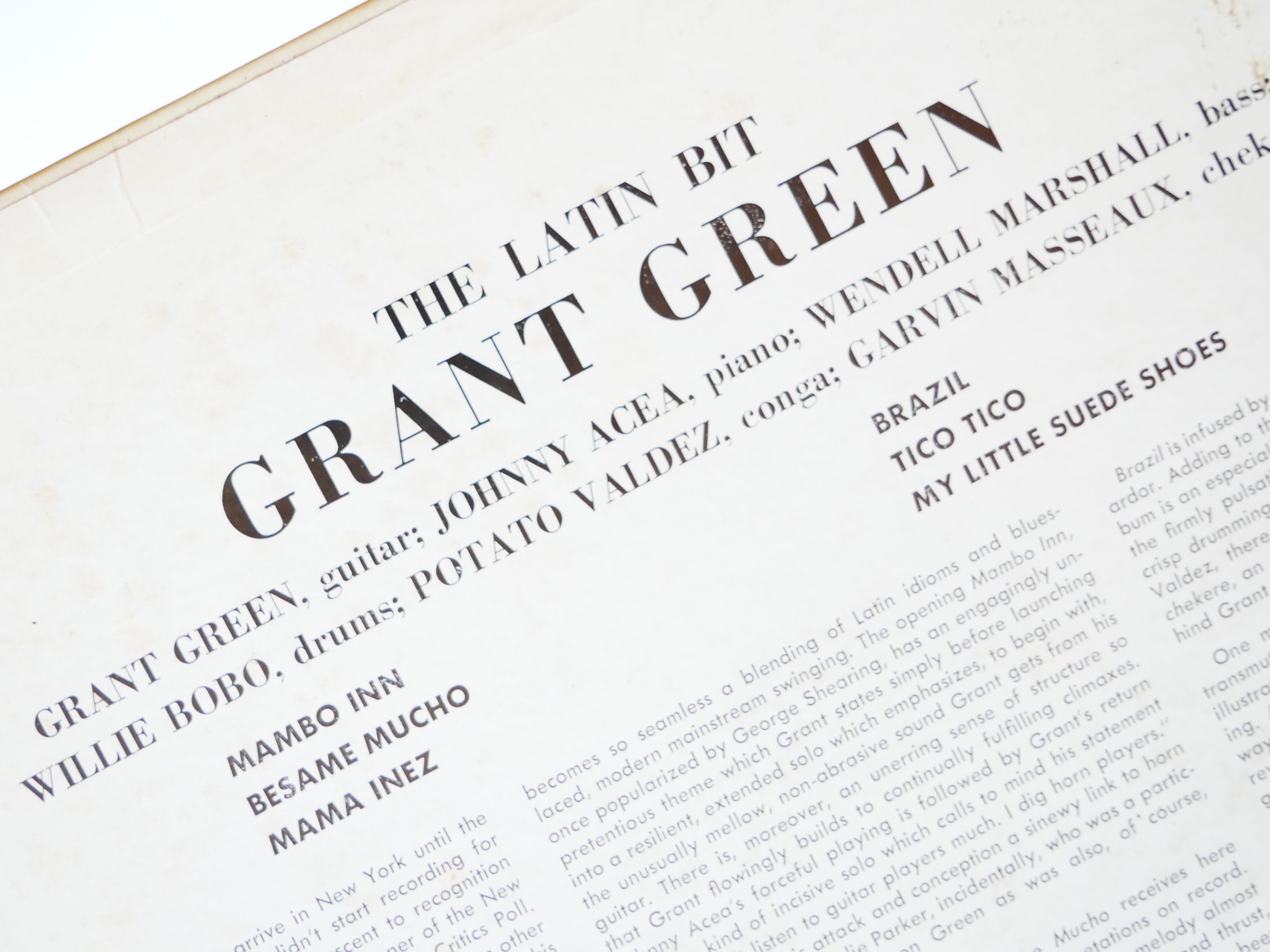 GRANT GREEN The Latin Bit LP BLUE NOTE BST 84111 US 1966 NY USA RVG Willie Bobo