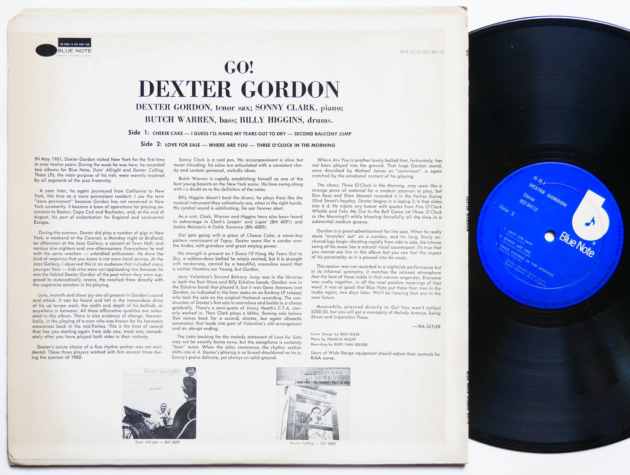 DEXTER GORDON Go! LP BLUE NOTE BST 84112 US 1977 Sonny Clark Billy Higgins