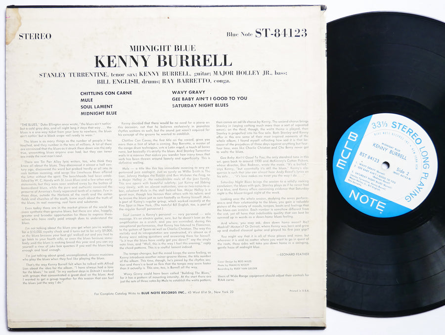 KENNY BURRELL Midnight Blue LP BLUE NOTE 84123 NY RVG EAR DG Stanley Turrentine