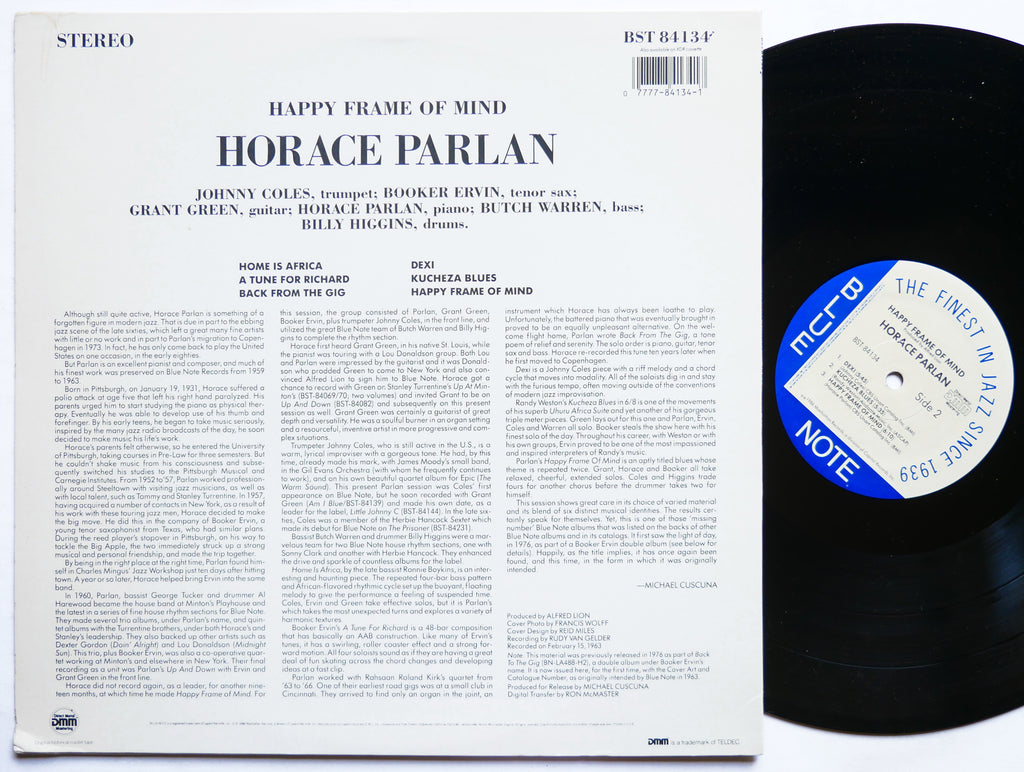 HORACE PARLAN Happy Frame Of Mind LP BLUE NOTE BST 84134 US 1986 Booker Ervin