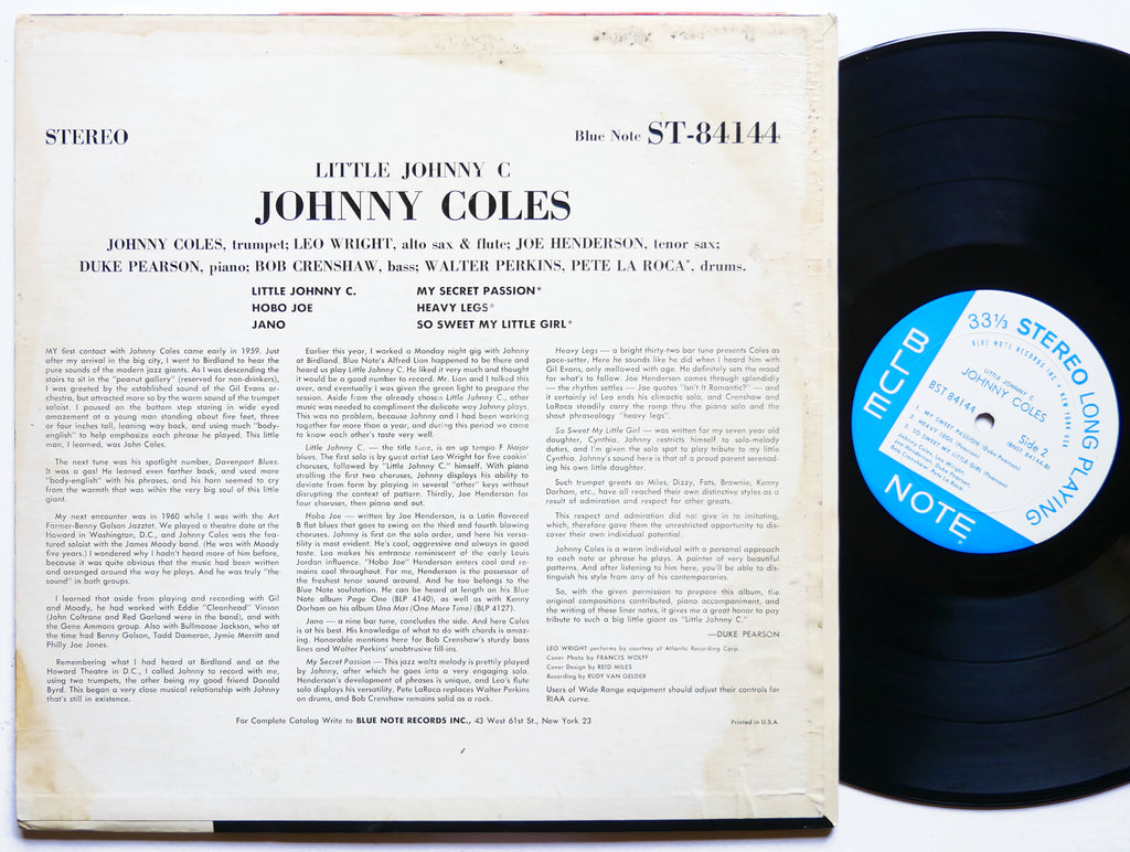 JOHNNY COLES Little Johnny C BLUE NOTE 84144 NY EAR Joe Henderson Pete La Roca