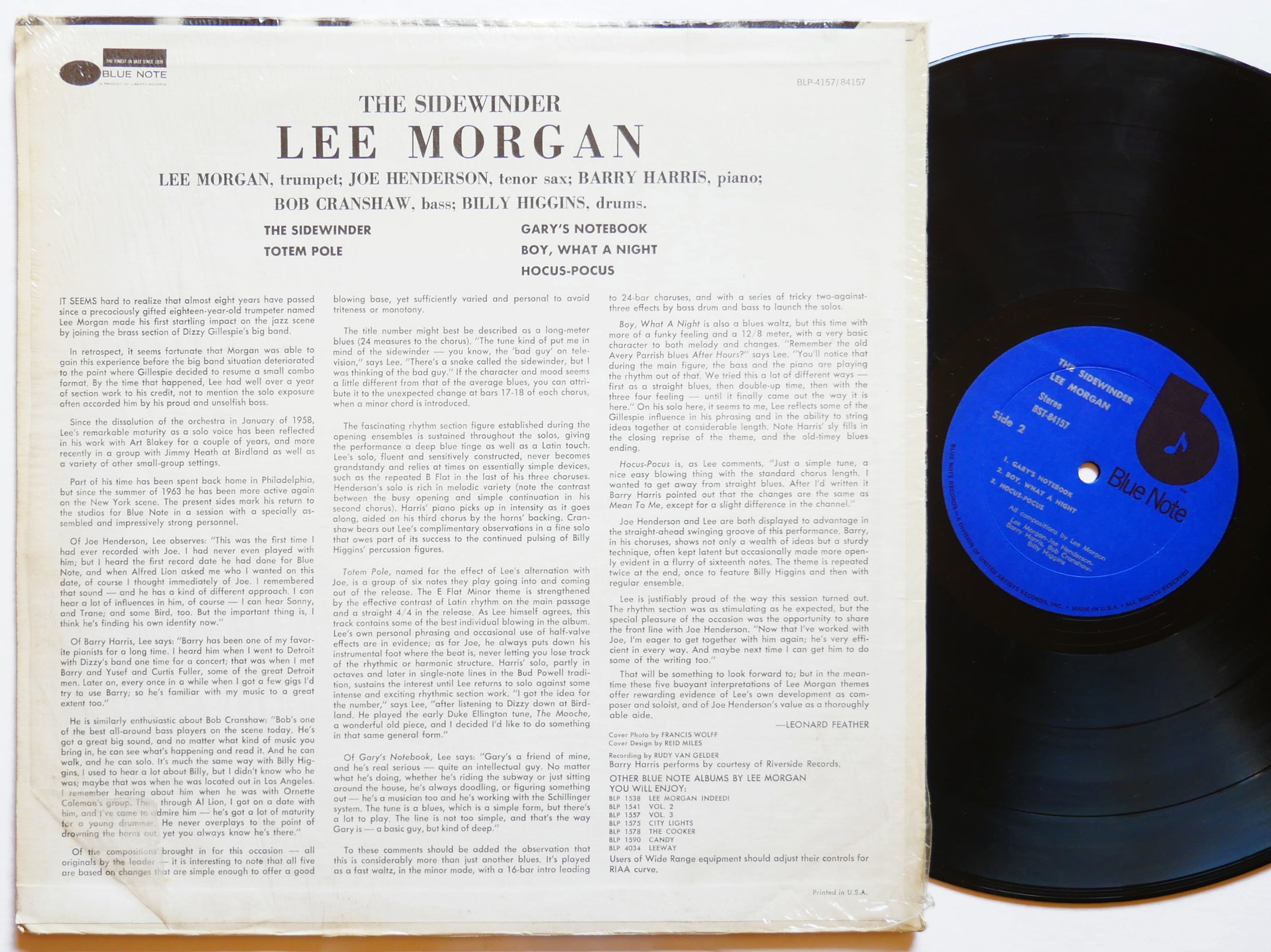 LEE MORGAN The Sidewinder LP BLUE NOTE BST 84157 US 1973 JAZZ Joe Henderson VG+