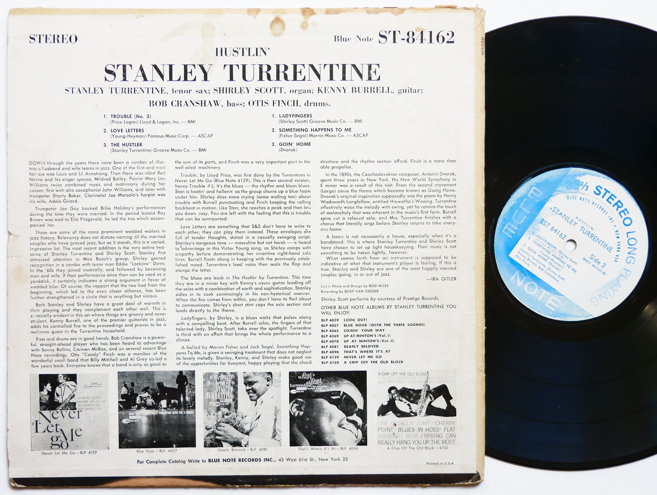 STANLEY TURRENTINE Hustlin' LP BLUE NOTE BST 84162 US 1966 NY RVG Kenny Burrell