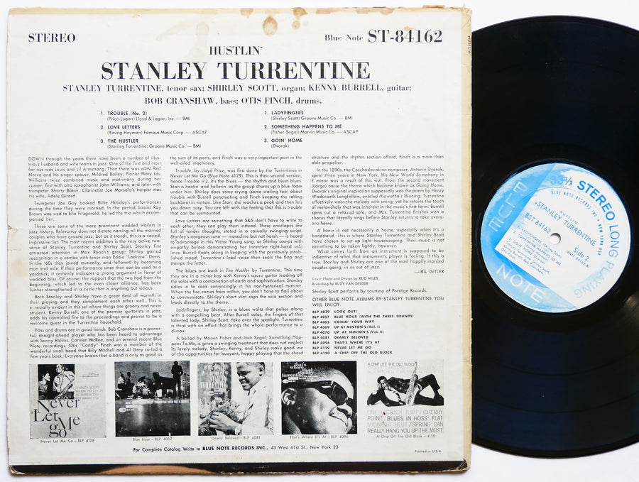 STANLEY TURRENTINE Hustlin' LP BLUE NOTE BST 84162 US 1966 NY RVG Kenny Burrell