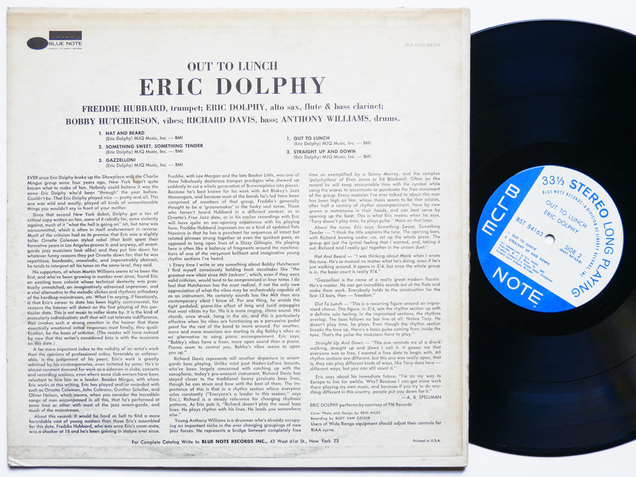 ERIC DOLPHY Out To Lunch! LP BLUE NOTE BST 84163 US 1966 LIBERTY Freddie Hubbard