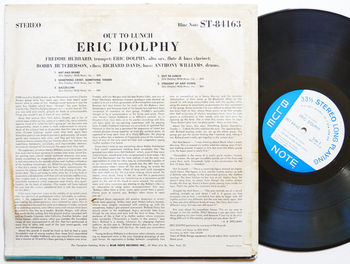 ERIC DOLPHY Out To Lunch! LP BLUE NOTE BST 84163 US 1964 NY EAR Freddie Hubbard