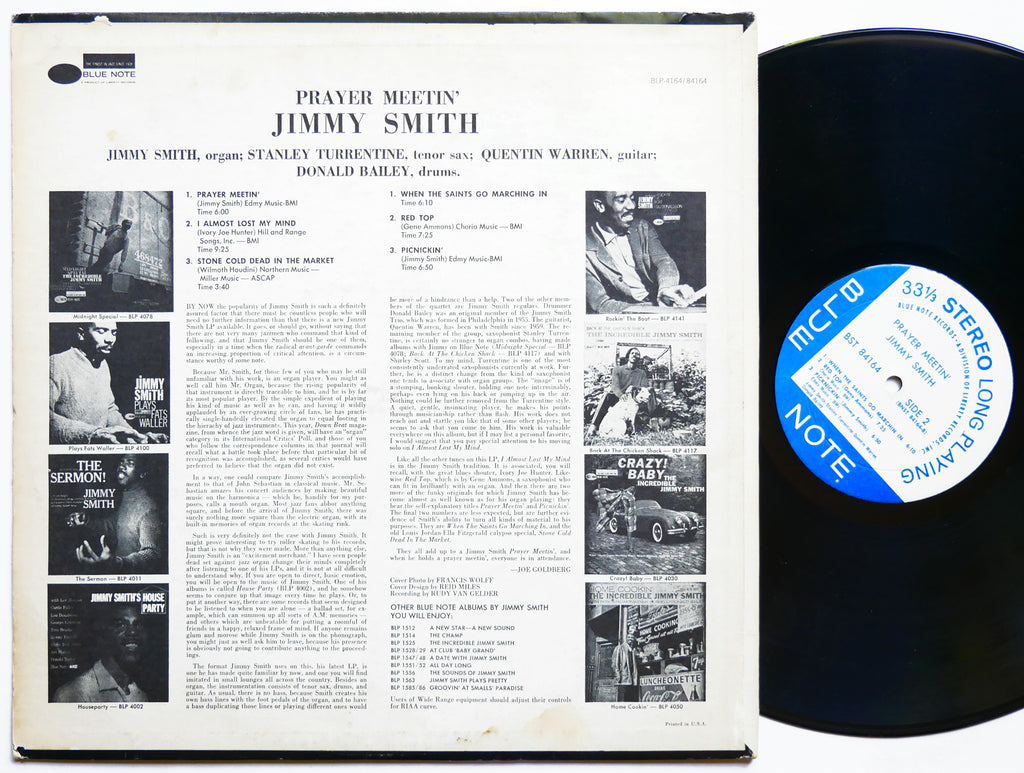 JIMMY SMITH Prayer Meetin' LP BLUE NOTE BST 84164 US 1966 Stanley Turrentine