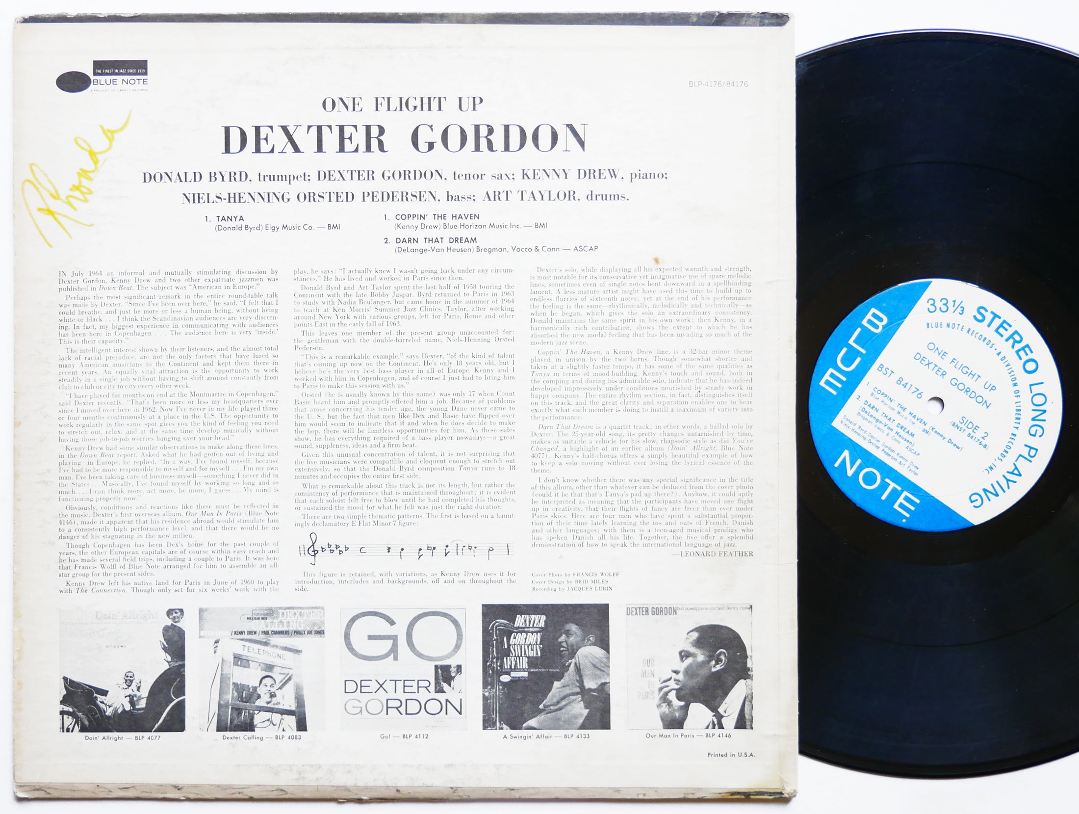DEXTER GORDON One Flight Up LP BLUE NOTE 84176 US 1967 RVG LIBERTY Donald Byrd