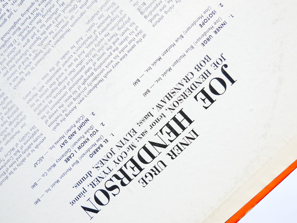 JOE HENDERSON Inner Urge LP BLUE NOTE BST 84189 US 1967 McCoy Tyner Elvin Jones