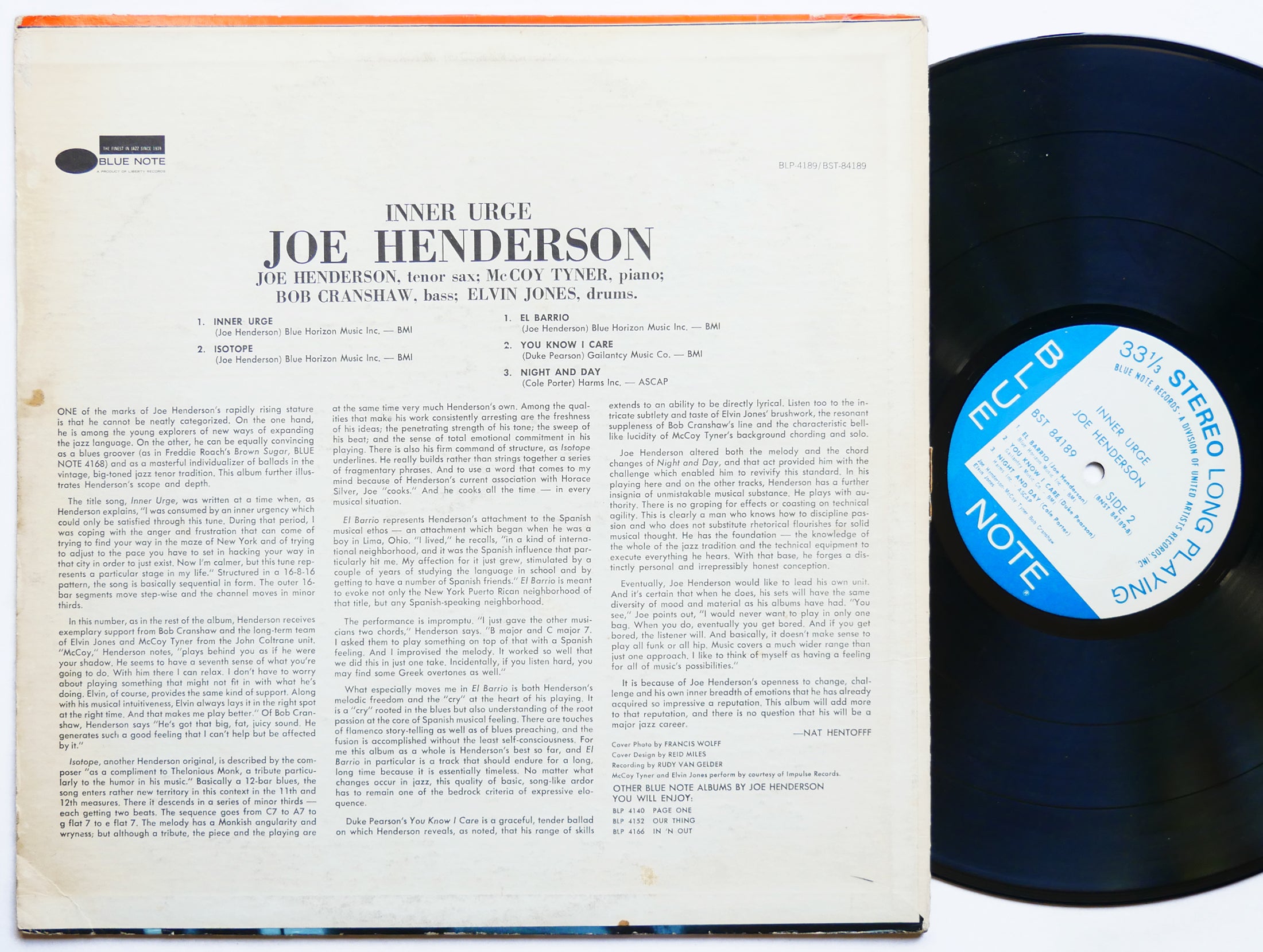 JOE HENDERSON Inner Urge LP BLUE NOTE BST 84189 US 1967 McCoy Tyner Elvin Jones