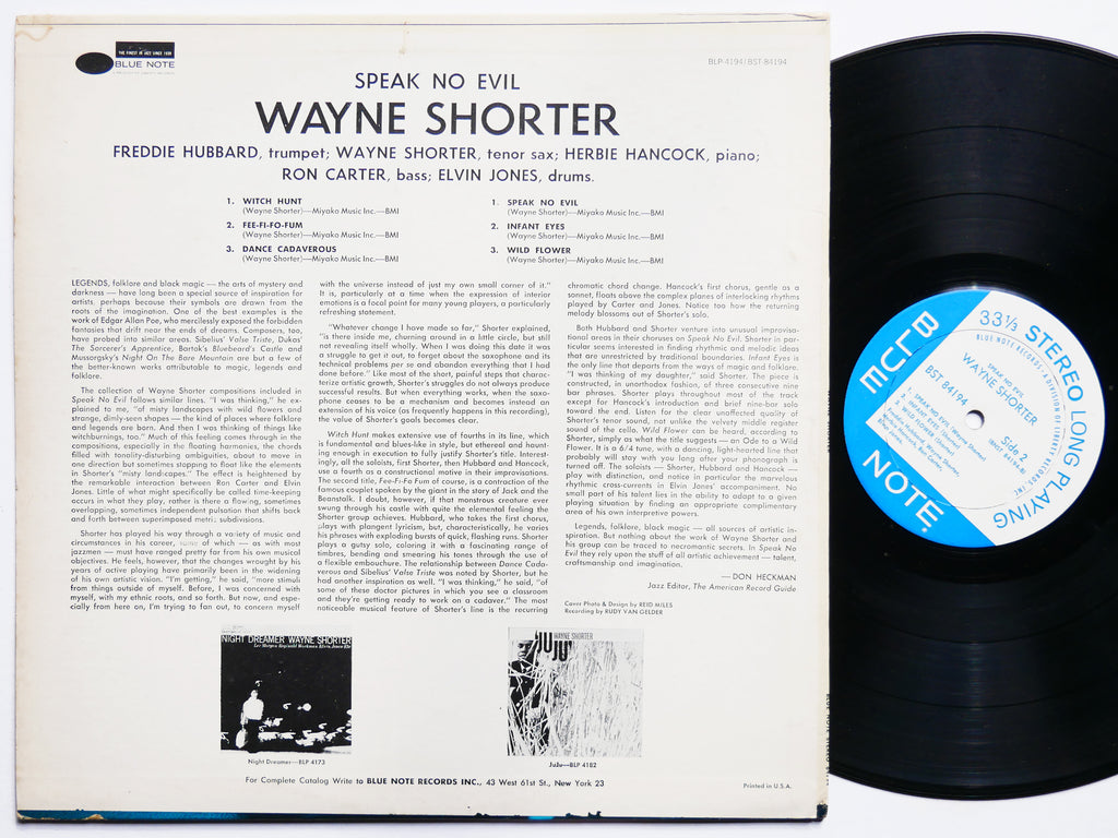 WAYNE SHORTER Speak No Evil LP BLUE NOTE 84194 RVG LIBERTY Herbie Hancock VG+