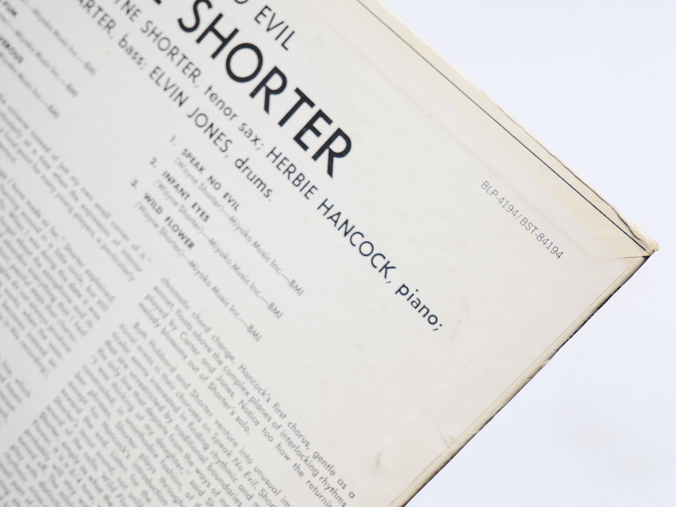 WAYNE SHORTER Speak No Evil LP BLUE NOTE 84194 RVG LIBERTY Herbie Hancock VG+